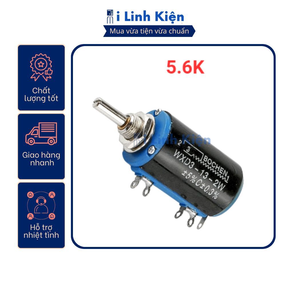 Chiết áp đơn 5.6K WXD3-13-2W xoay nhiều vòng