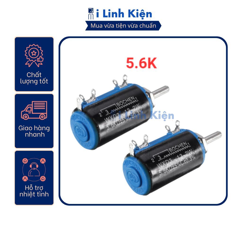 Chiết áp đơn 5.6K WXD3-13-2W xoay nhiều vòng