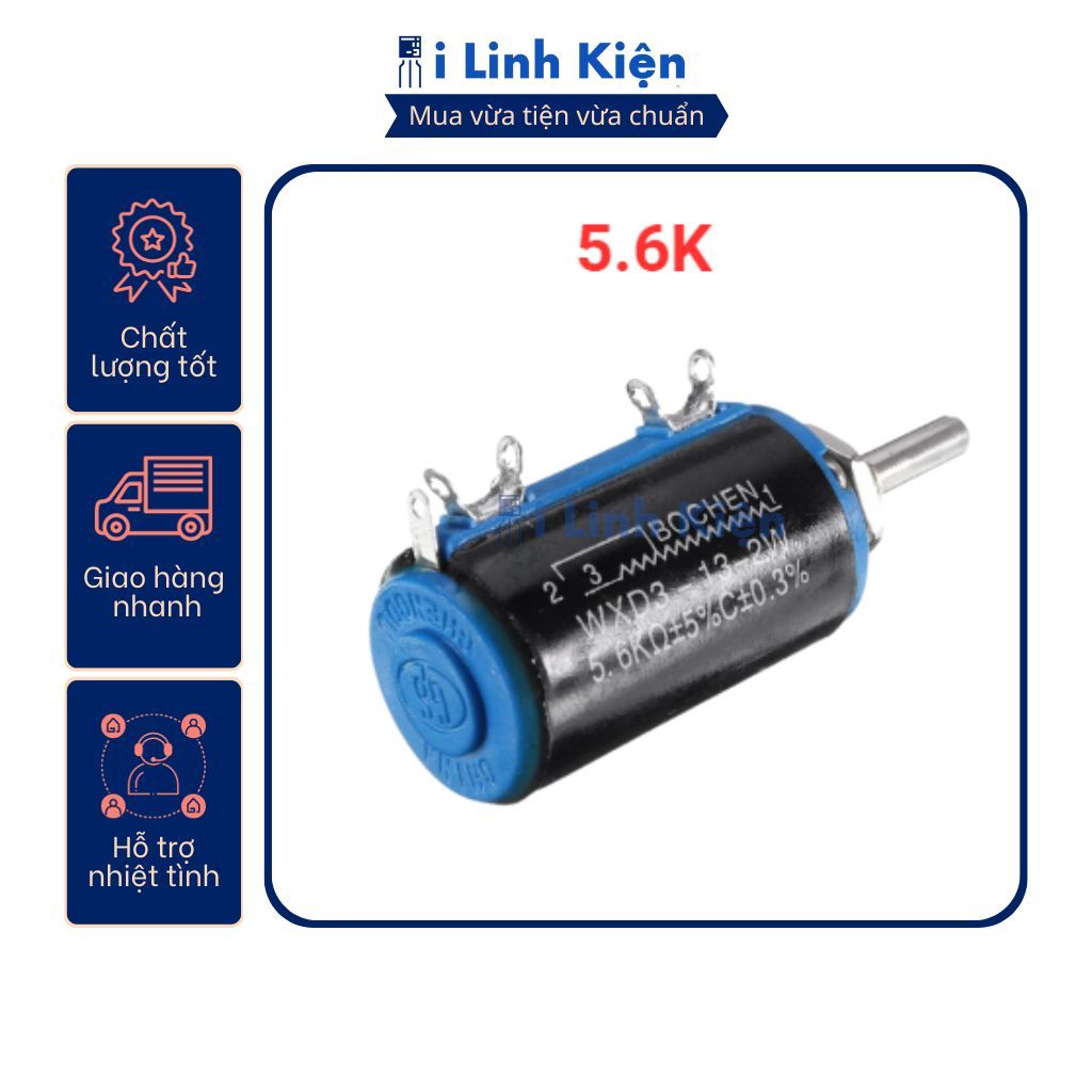 Chiết áp đơn 5.6K WXD3-13-2W xoay nhiều vòng