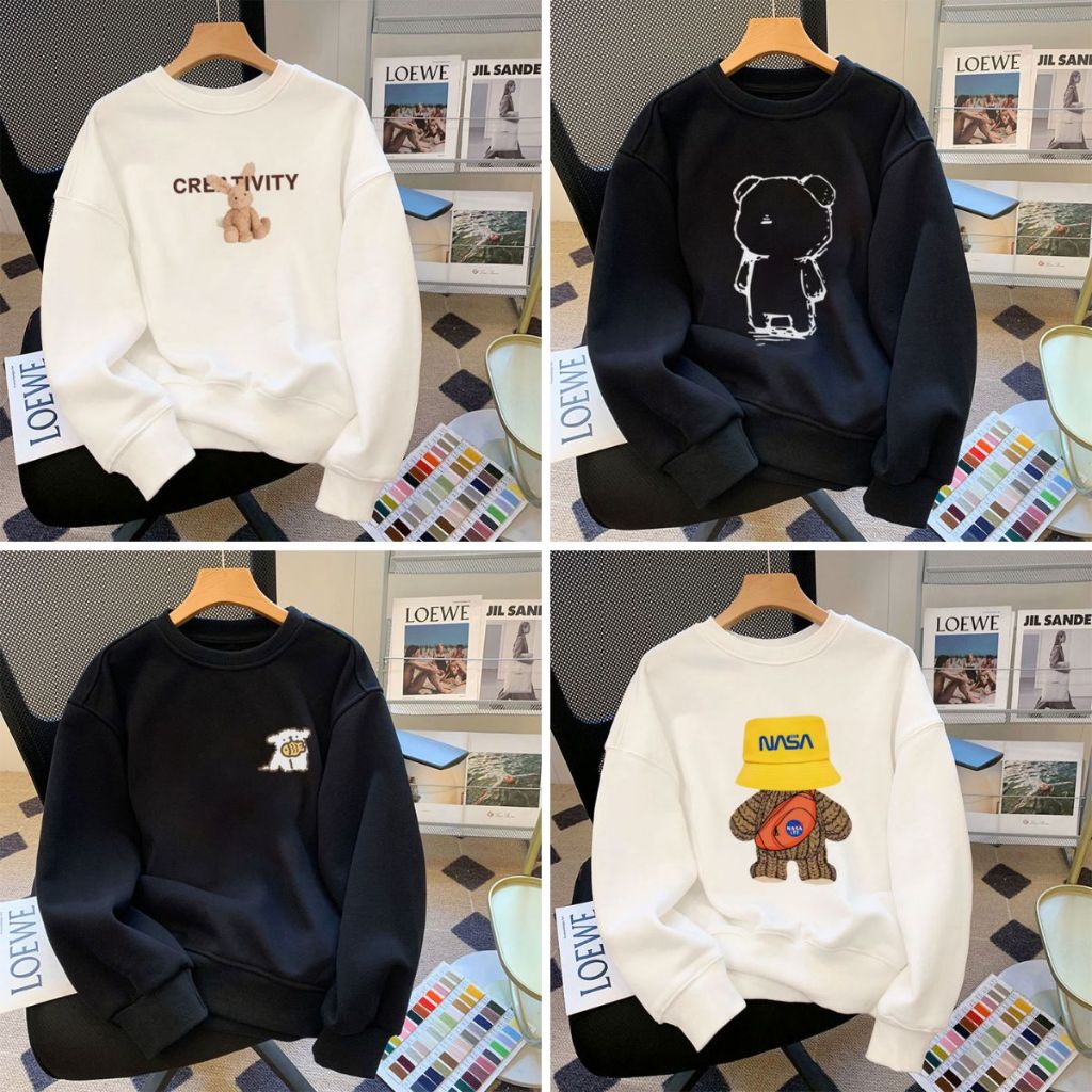 Áo sweater nữ in hình thời trang - Áo nỉ cổ tròn dài tay -  Loza G0094