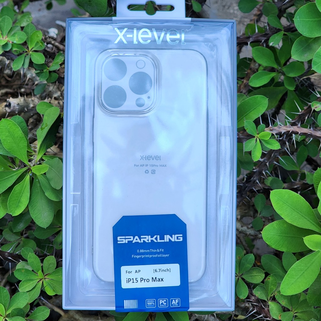 Ốp Trong Suốt PC Cứng hãng X-level Sparkling Mỏng 0.8 mm Bảo Hành Ố Vàng iPhone 15/ 15 pro max, 15 Plus,15 Pro