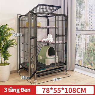 🐱Petorldog🐶 Chuồng 3 tầng cho mèo 78*55*108cm ( có bánh xe ) 2 màu đen trắng  ​