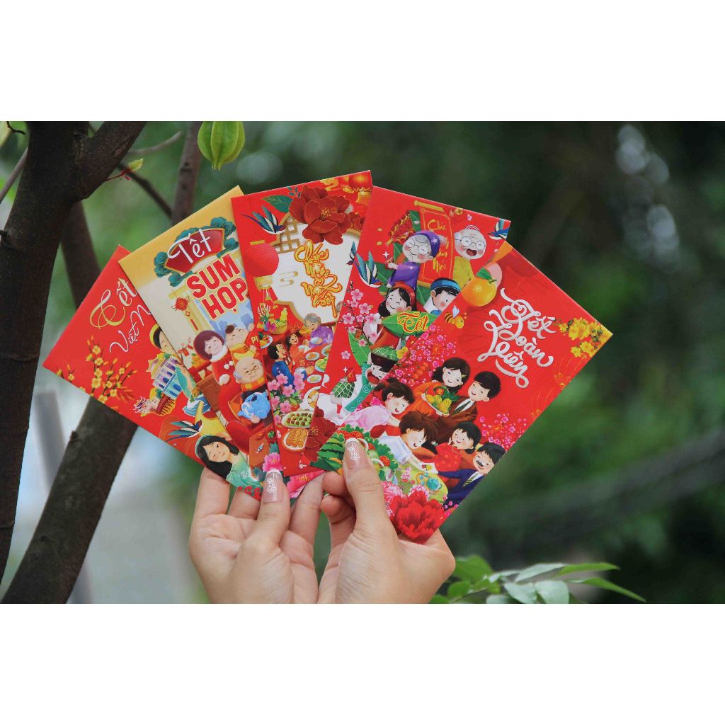 Sỉ 100 bao lì xì tết đoàn viên chủ đề gia đình sum họp