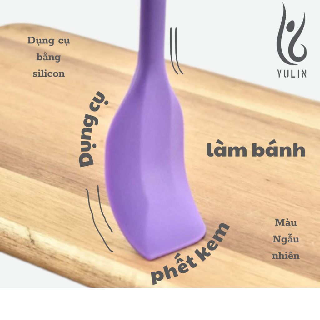 Dụng cụ phết kem làm bánh bằng silicone, dụng cụ làm bánh 20.6cm (Màu Ngẫu nhiên)