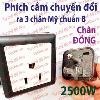 Phích chuyển 3 chân Mỹ,Nhật 1 tròn 2 dẹt song song ra ổ cắm đa năng