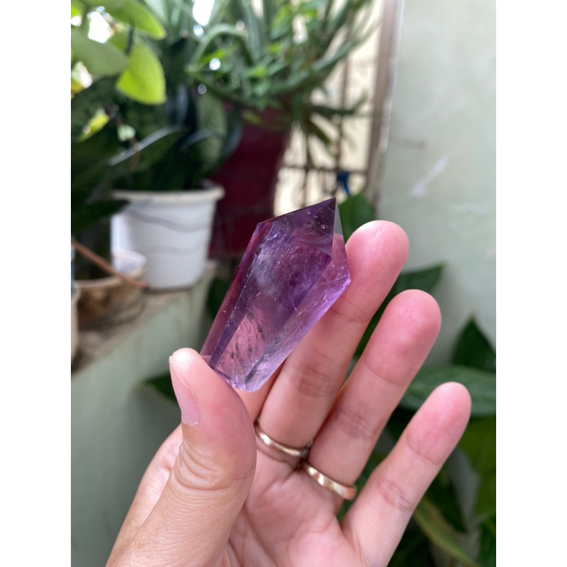 Trụ đá tím pha lê thanh tẩy - Tím Chevron vân mây - Đá thiên nhiên - Natural Crystal Amethyst Point @gocdoquyen