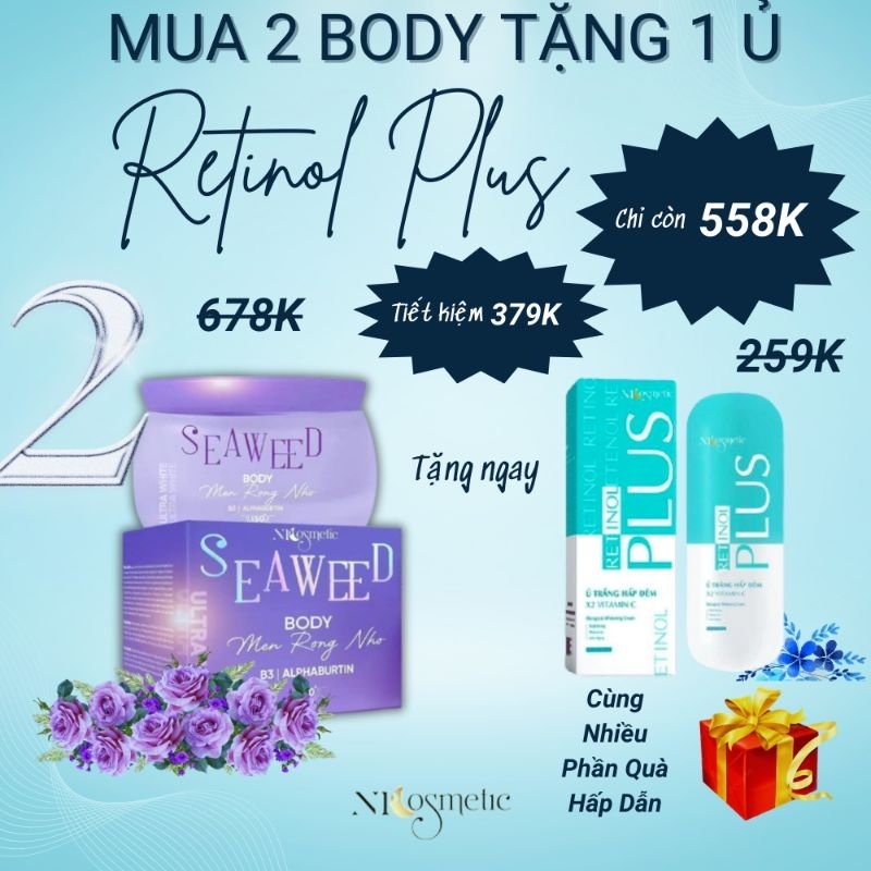 [KÈM QUÀ]COMBO 2 BODY SEAWEED MEN RONG NHO TẶNG Ủ RETINOL PLUS NPCOSMETIC