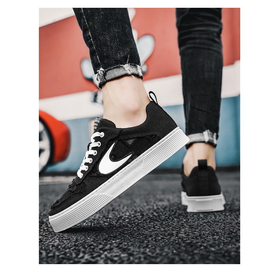 Giày Snacker Nam GLOFA-30 Chất Kaki Rách Độc Đáo, Mẫu Mới 2023