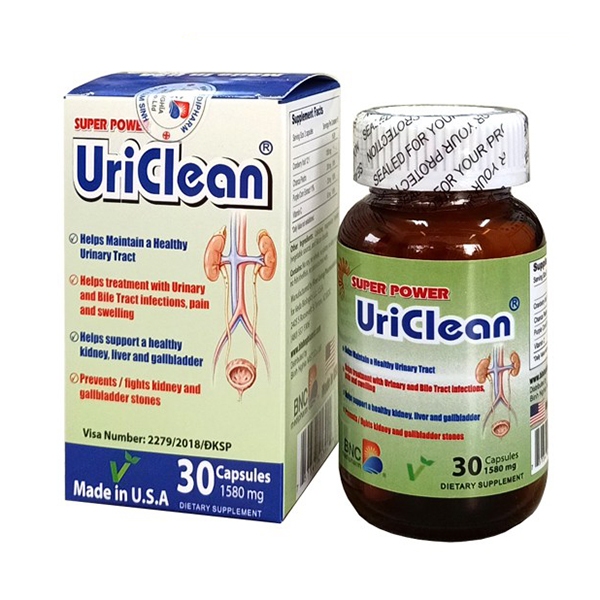 Viên Uống Sỏi Thận Super Power UriClean BNC Medipharm Giúp Làm Tan Sỏi Thận, Gan, Mật (Hộp 30 Viên)
