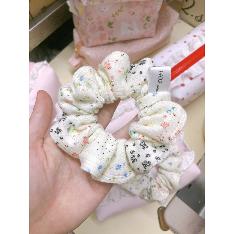 Scrunchies dây buộc tóc hoa nhí vải thun gân hàn mềm mịn - Made by 1402.Sew 🌱