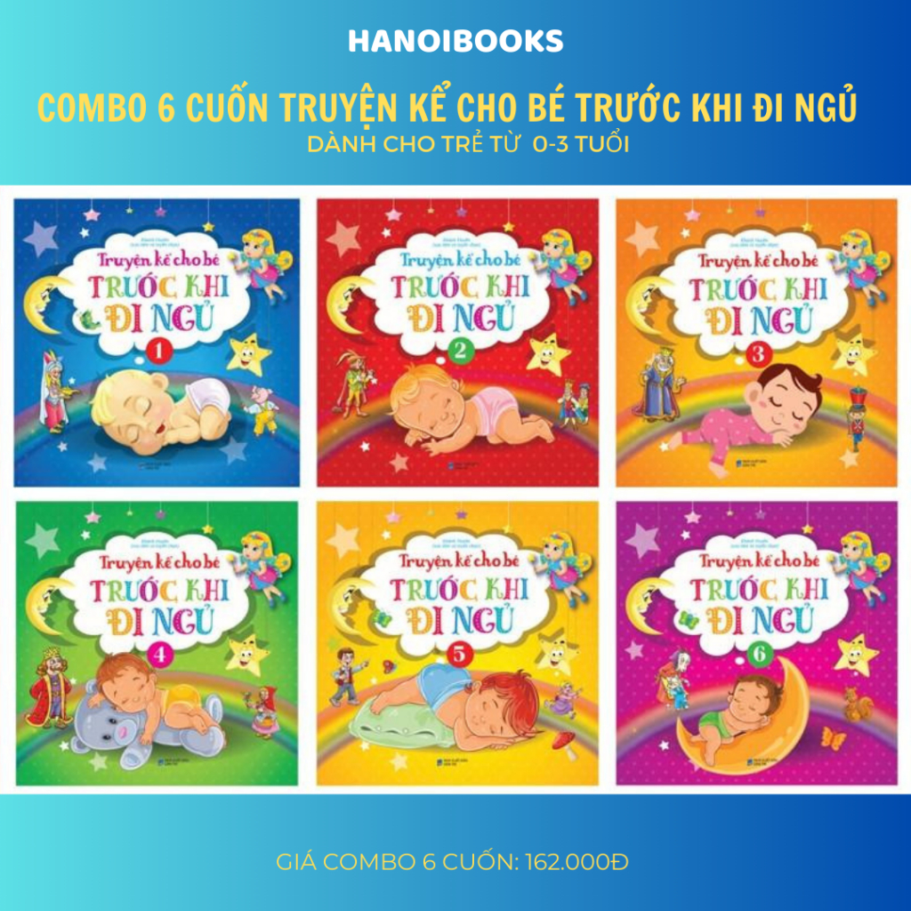 SÁch - Combo 6 Cuốn Truyện kể Cho Bé Trước Khi Đi Ngủ Dành Cho Trẻ Từ 0-3 Tuổi