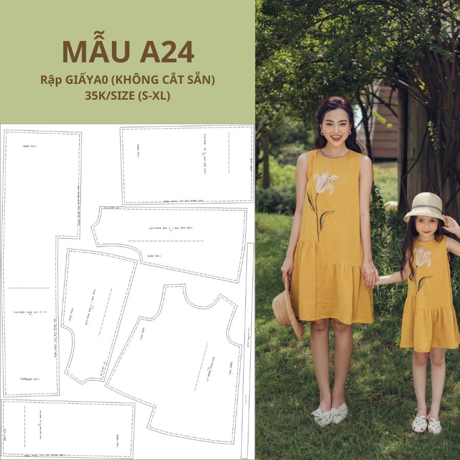 RẬP GIẤY A0 VÁY SUÔNG A24 (KHÔNG CẮT SẴN)