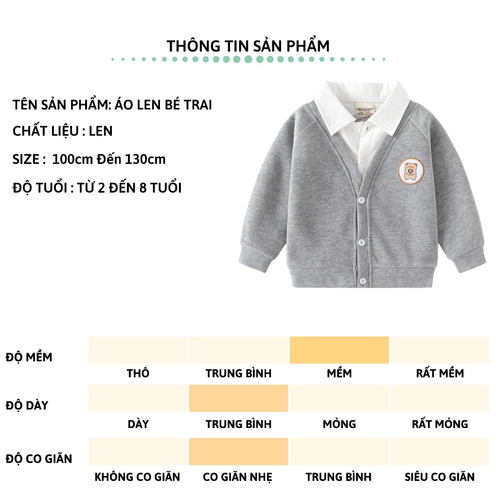 Áo len phối cổ sơ mi dài tay bé trai 27Kids Wellkids cổ bẻ vải mềm cho trẻ đi học từ 4-8 tuổi BLWA1