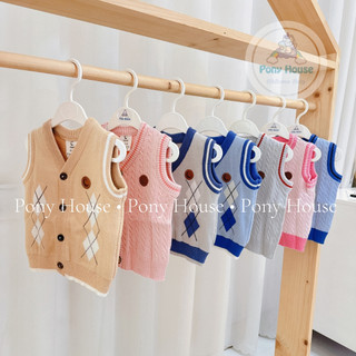 Áo gile len moon cài giữa chất len dày dặn cho bé trai bé gái sơ sinh đến 9 tháng