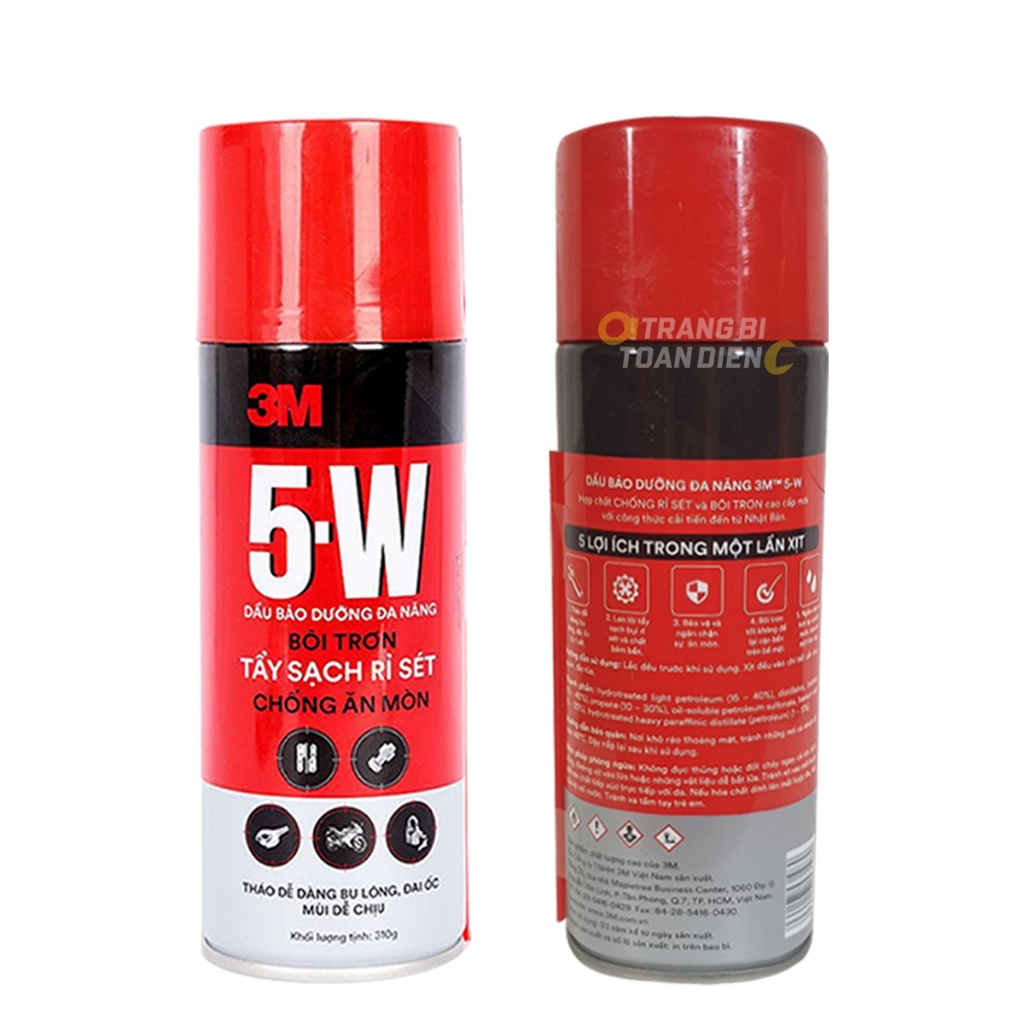 Chai xịt chống rỉ sắt 3M 5W, Chai xịt bôi trơn chi tiết máy, tẩy rỉ sắt xe ô tô, xe máy