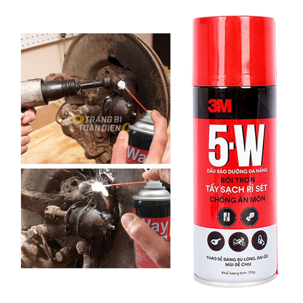 Chai xịt chống rỉ sắt 3M 5W, Chai xịt bôi trơn chi tiết máy, tẩy rỉ sắt xe ô tô, xe máy