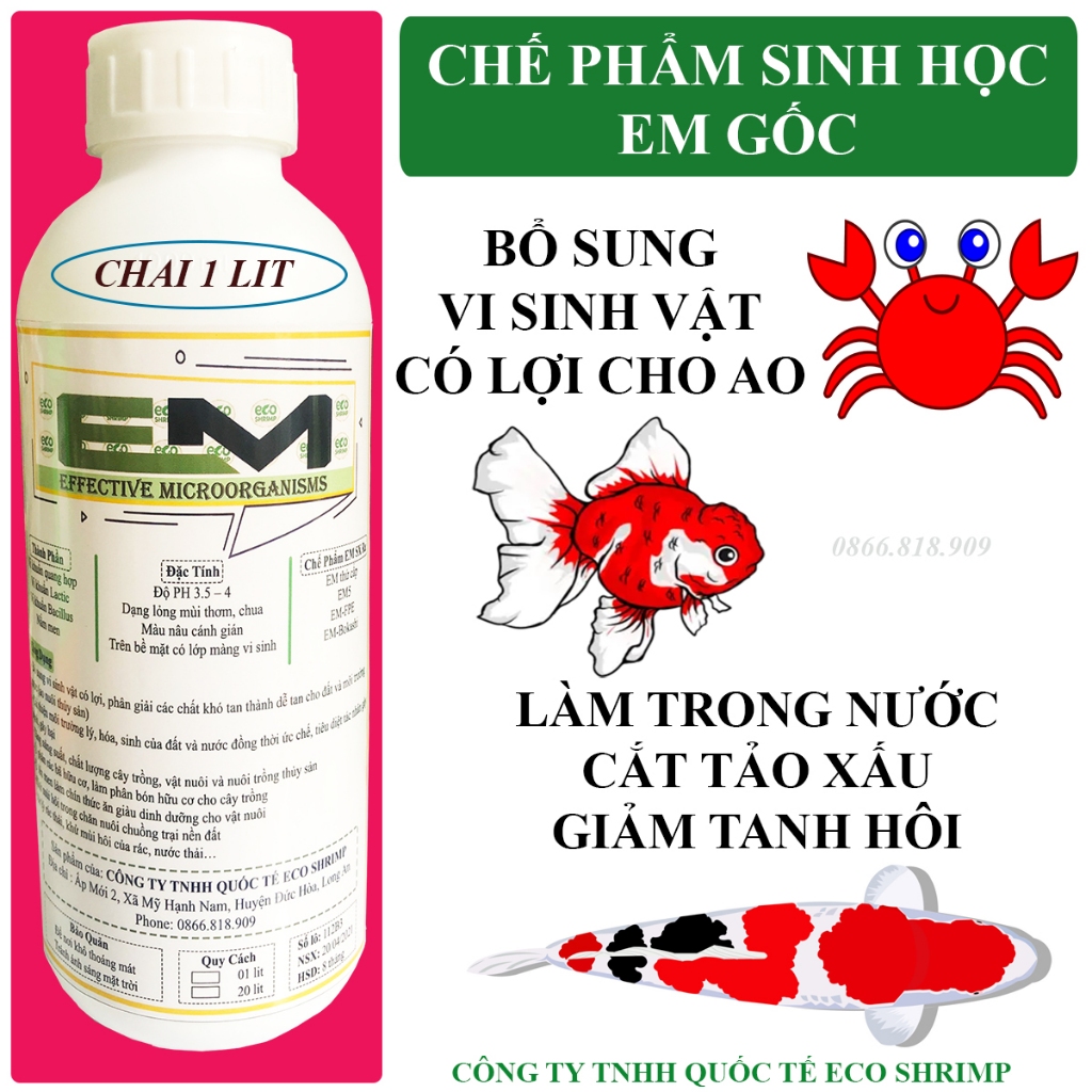 Chế Phẩm Sinh Học EM Gốc Dùng Trong Thủy Sản Nông Nghiệp Chai 1 Lit
