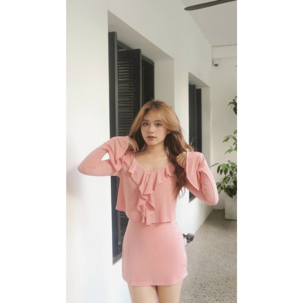 Đầm body quyến rũ Viibodysuit, Đầm boy trễ vai sexy tay loe , set bán lẻ | ADELA DRESS | Secodee