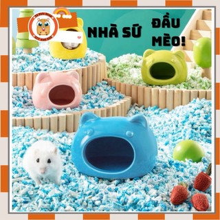 Nhà sứ đầu mèo 2 size cho hamster / sóc / fat tail/ ...