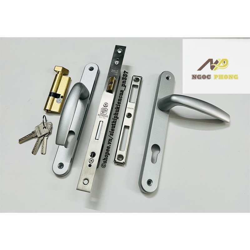 Bộ khoá đơn điểm huy hoàng màu bạc cửa đi xingfa