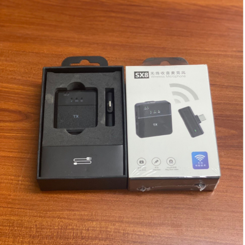 Micro thu âm không dây SX8, Mic cài áo thu âm livestream, quay video, khử tiếng ồn cao cấp, khoảng cách 20m