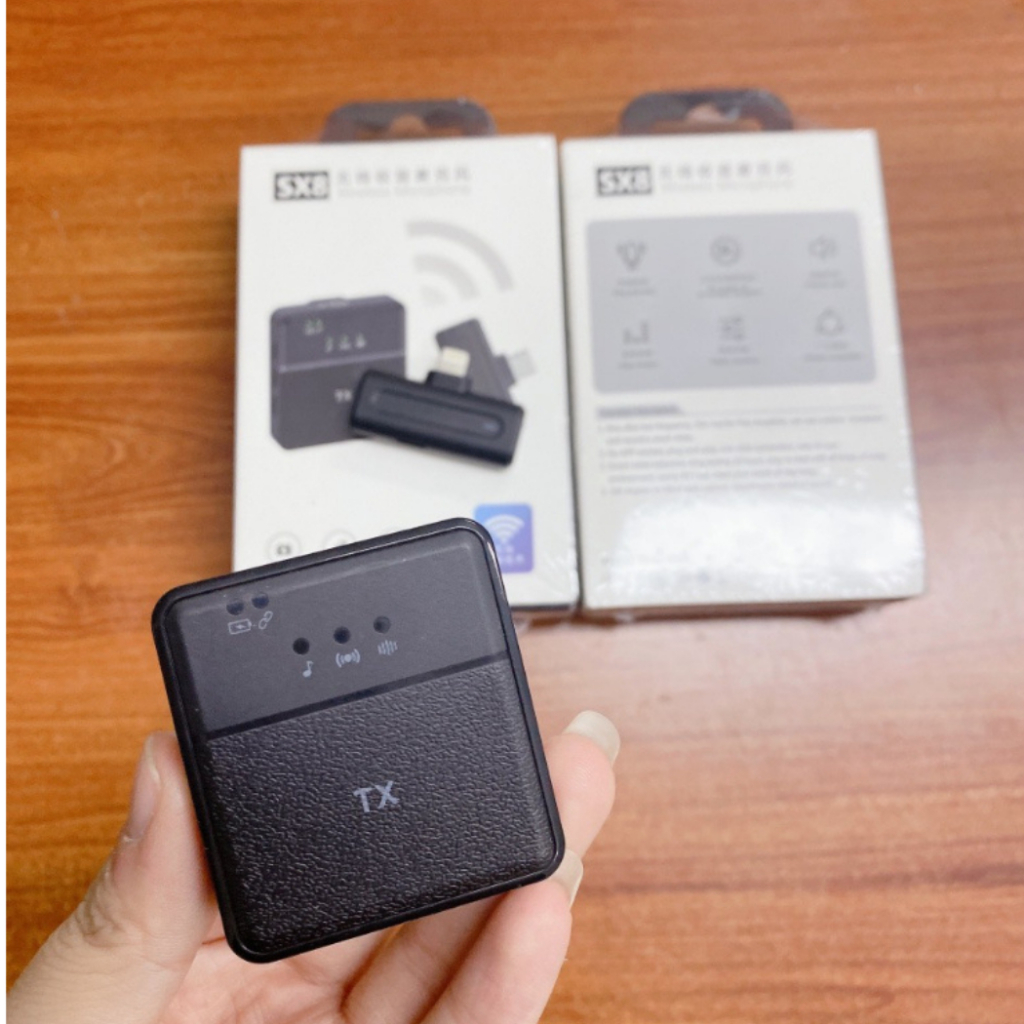Micro thu âm không dây SX8, Mic cài áo thu âm livestream, quay video, khử tiếng ồn cao cấp, khoảng cách 20m