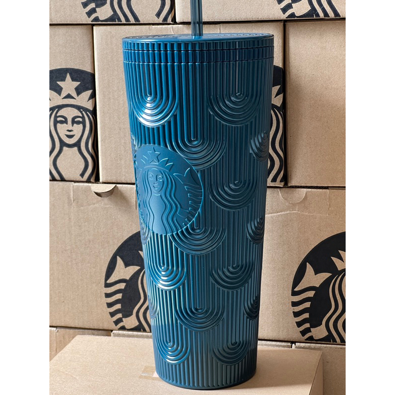 LY COLD CUP 24OZ  PLASTIC SHELL BLUE SHIMMER