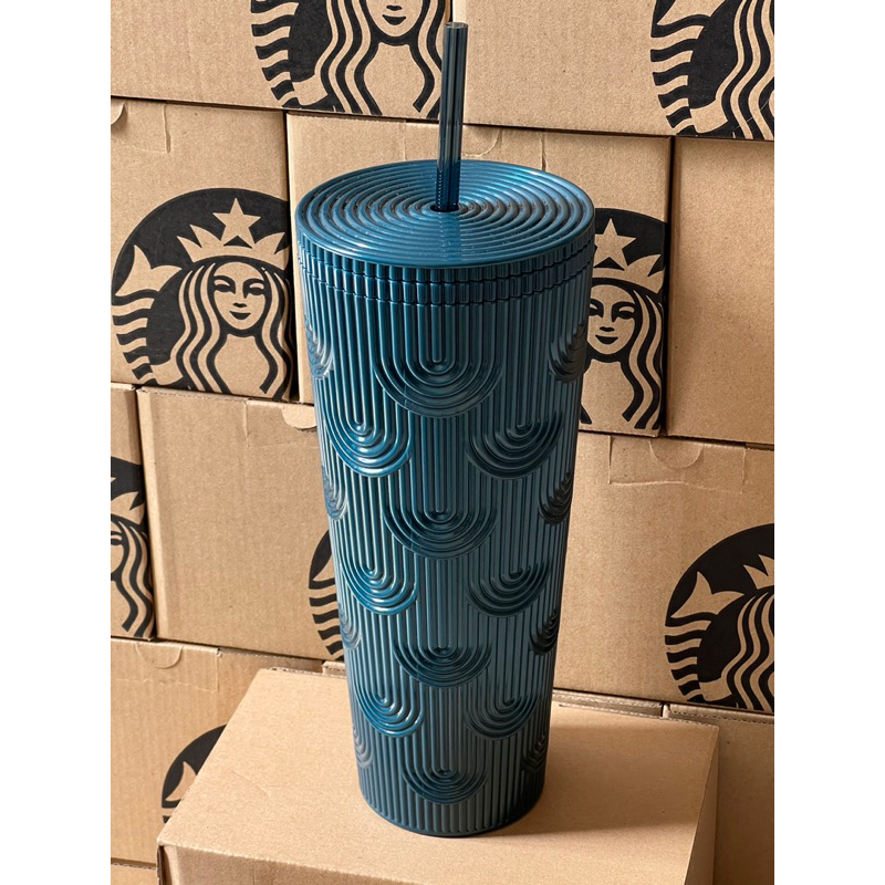 LY COLD CUP 24OZ  PLASTIC SHELL BLUE SHIMMER