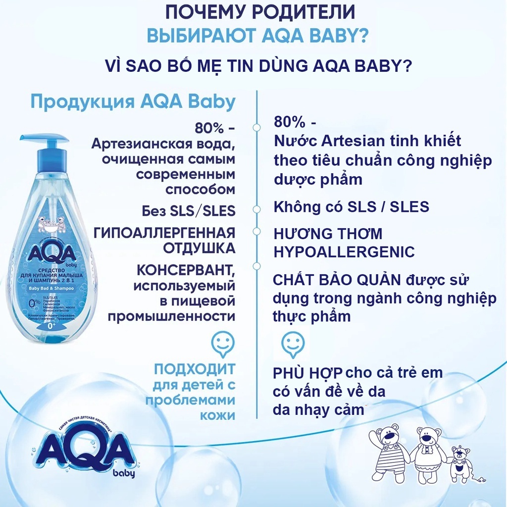 Dung dịch vệ sinh trẻ em AQA BABY cho bé từ 0-8 tuổi - 250ml