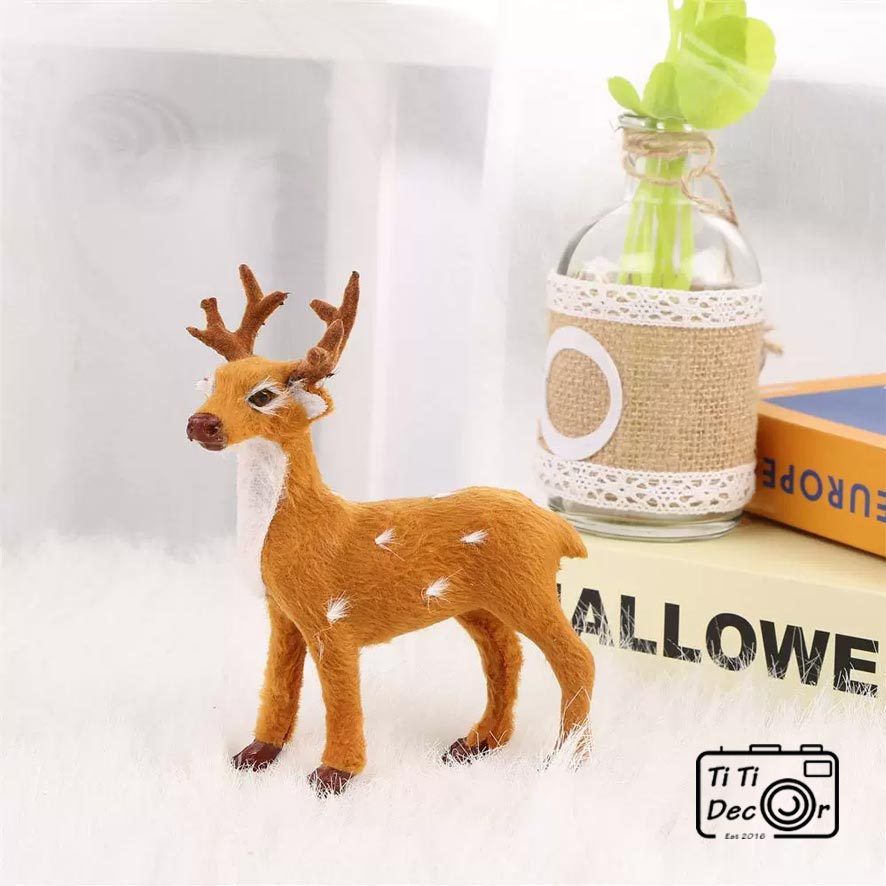 Tuần Lộc Nhung Hươu Trang Trí Noel TiTi Decor, Mô Hình Nhồi Bông Trang Trí Noel