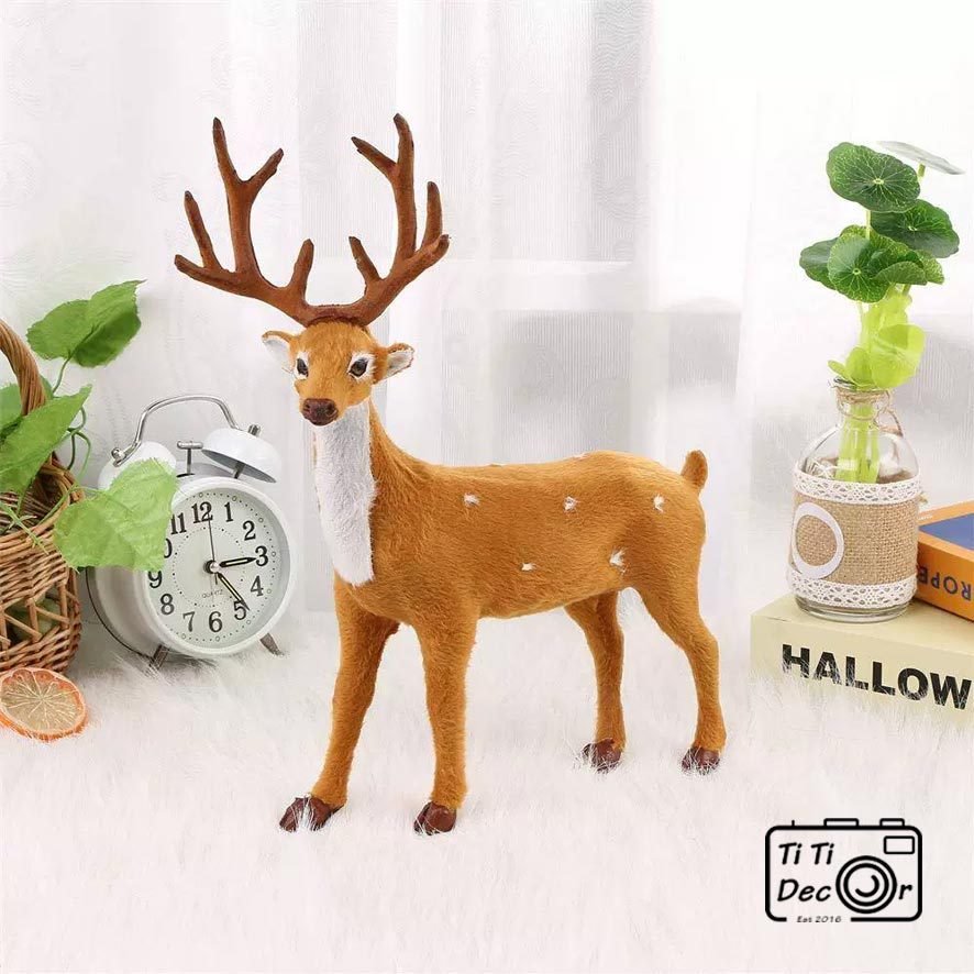 Tuần Lộc Nhung Hươu Trang Trí Noel TiTi Decor, Mô Hình Nhồi Bông Trang Trí Noel