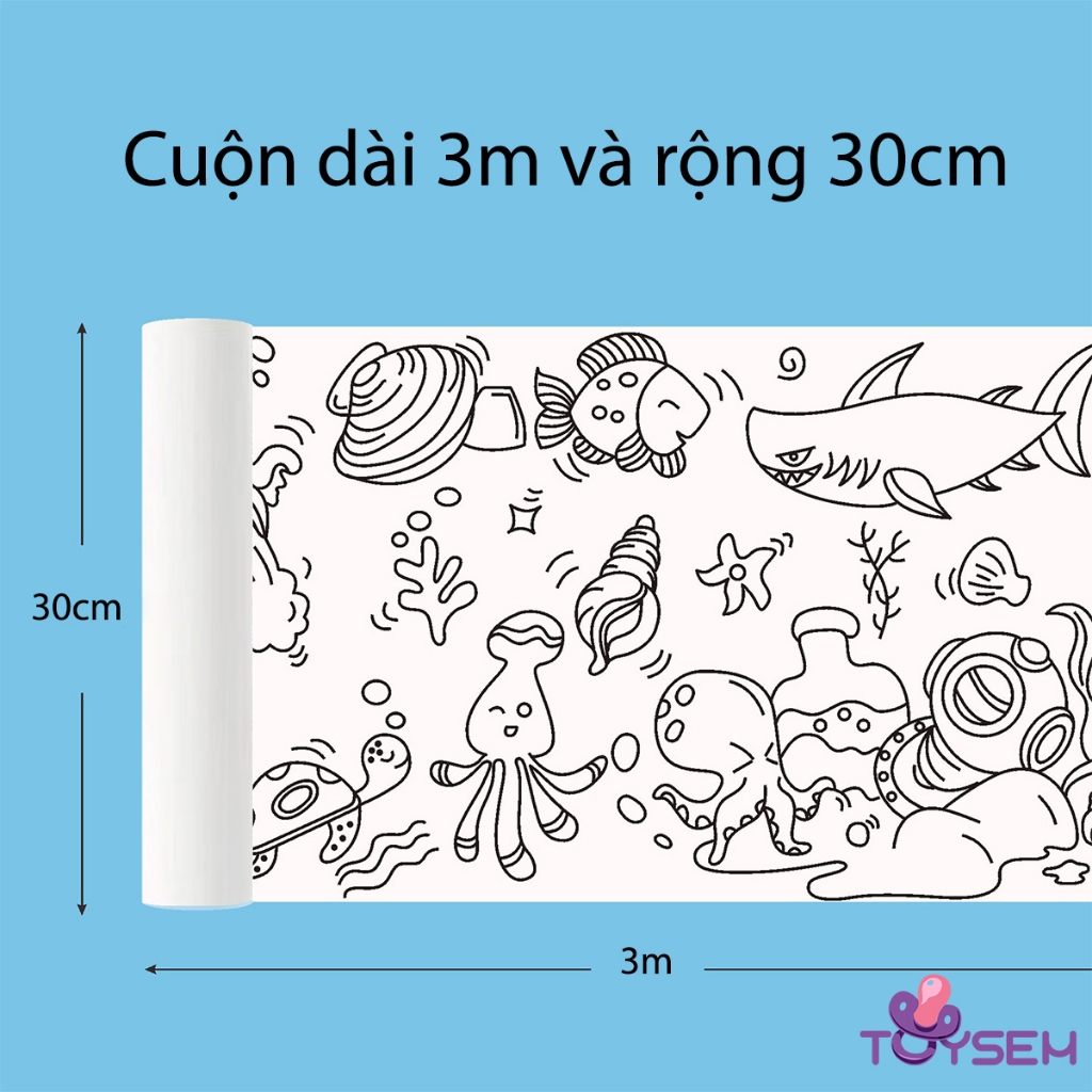 Đồ chơi tô màu với cuộn tranh giấy nhiều chủ đề dài 3m rộng 30cm cho bé vui chơi cả ngày - Quà tặng sinh nhật