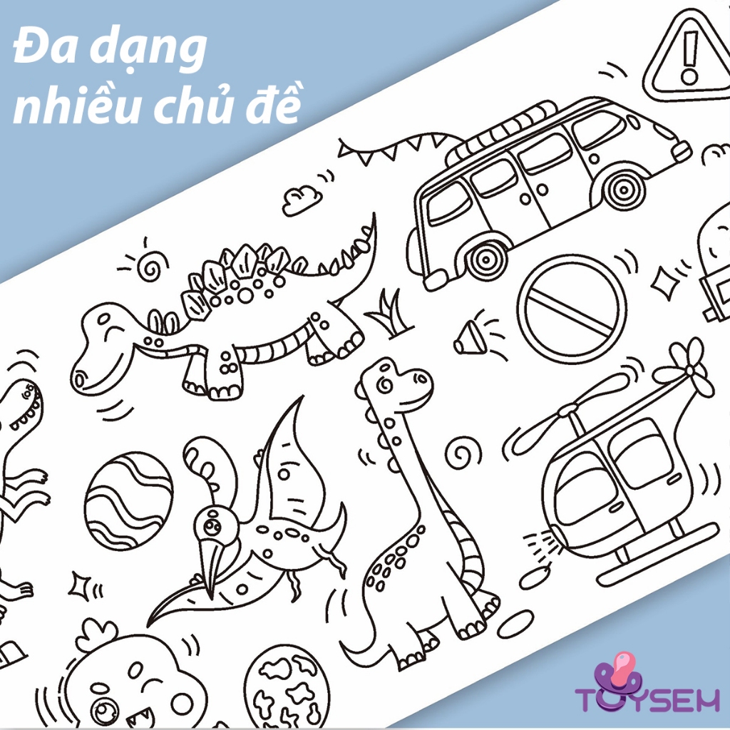 Đồ chơi tô màu với cuộn tranh giấy nhiều chủ đề dài 3m rộng 30cm cho bé vui chơi cả ngày - Quà tặng sinh nhật