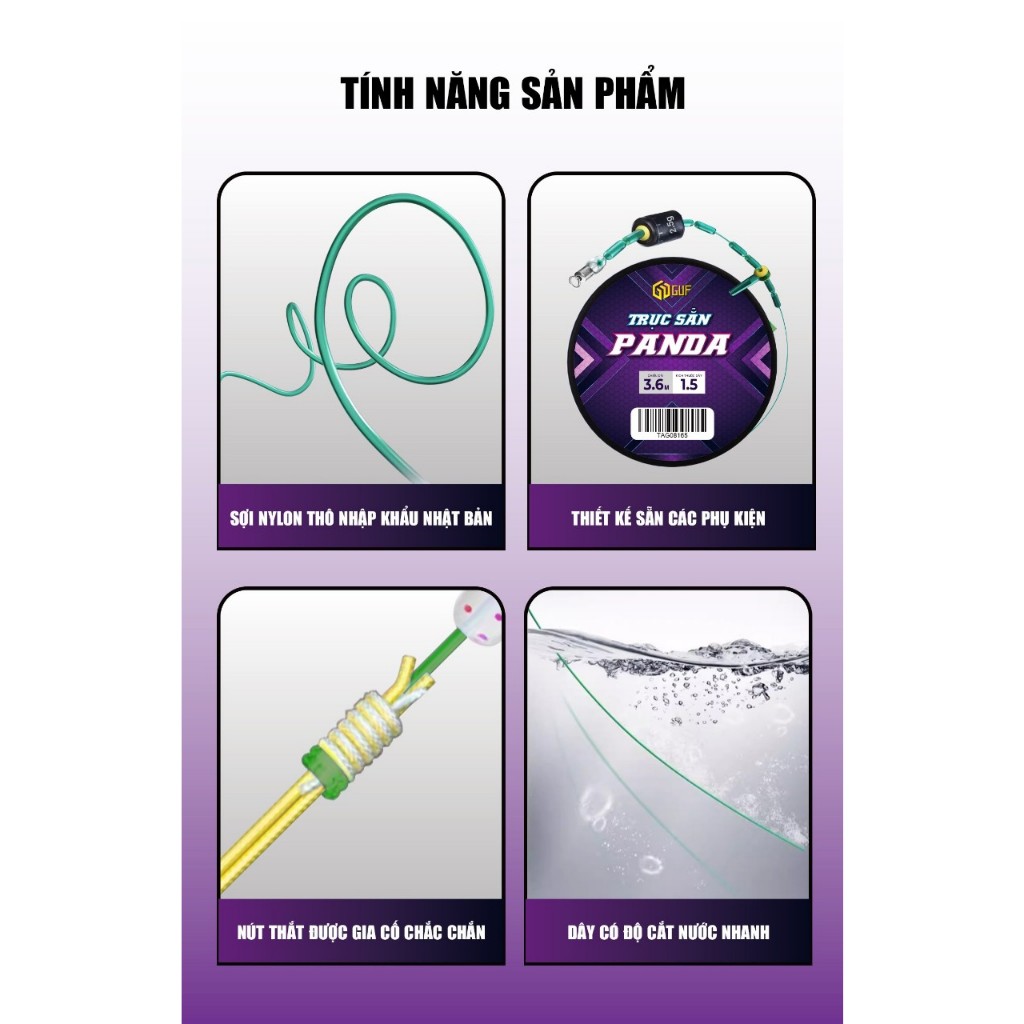 Trục Câu Đài Buộc Sẵn PANDA chính hãng GUF
