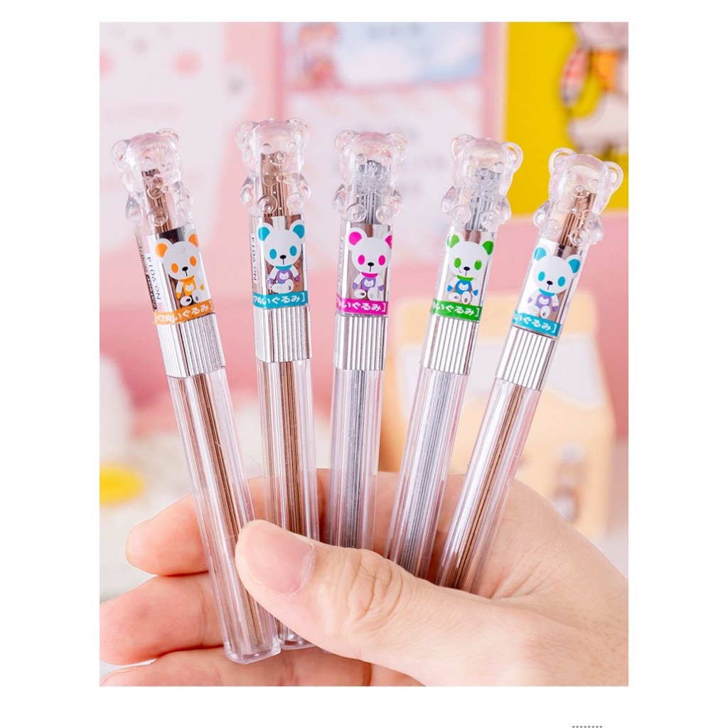 Hộp 20 Ngòi chì bấm hình gấu 2B - 0.5 mm - Hộp đơn giản dễ đóng mở