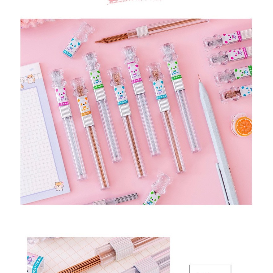 Hộp 20 Ngòi chì bấm hình gấu 2B - 0.5 mm - Hộp đơn giản dễ đóng mở