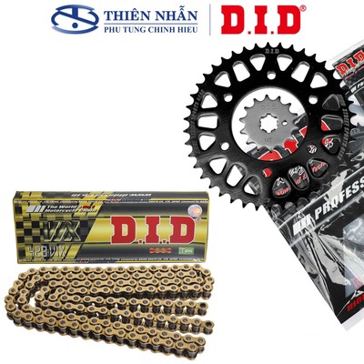 Nhông Sên Dĩa DID Exciter 150 sên phốt cao su 428VIX-124L Gold, 14T-42T (combo lẻ)