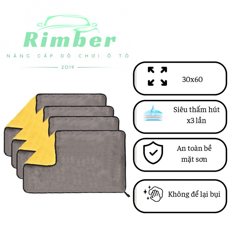 Khăn lau xe ôtô 🚘, lau bếp✨ 2 lớp siêu dày được đan bởi các sợi Microfiber siêu mềm
