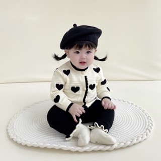 Bộ quần áo len cho bé gái HK KIDS, bộ len dài tay Quảng Châu chất len mềm mịn đanh lì size cho bé 0-3 tuổi (mã 0361)