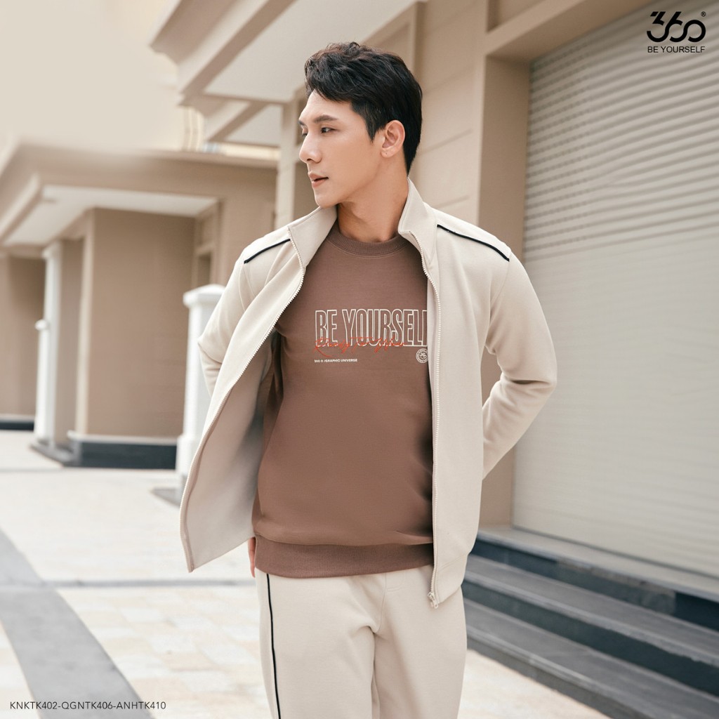 Áo nỉ nam dài tay cổ tròn in họa tiết phối màu độc đáo thương hiệu 360 Boutique chất liệu cao cấp - ANHTK410