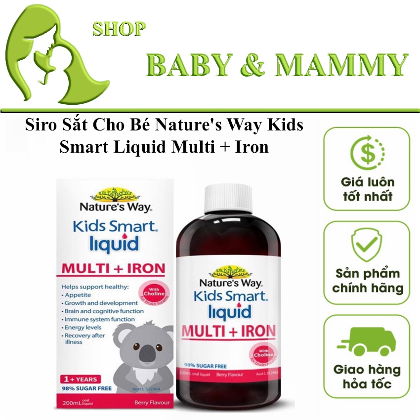 Siro Sắt Cho Bé Nature s Way Kids Smart Liquid Multi + Iron - Bổ sung sắt