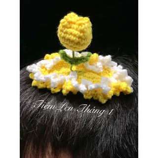 Ảnh thật - kẹp tóc hoa Tulip len handmade 🧶 ( kèm hộp kẹp,ảnh thật cuối hình)
