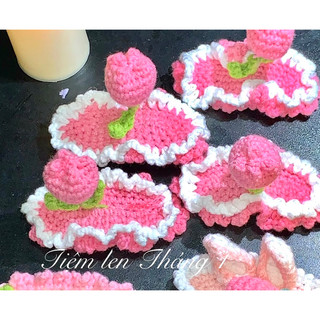 Ảnh thật - kẹp tóc hoa Tulip len handmade 🧶 ( kèm hộp kẹp,ảnh thật cuối hình)