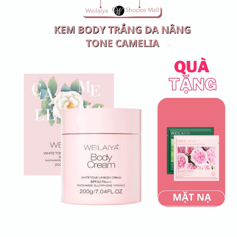 Kem Body Weilaiya Dưỡng Trắng Da Nâng Tone White Tone-Up Body Cream SPF30. TẶNG 2 Mask Weilaiya