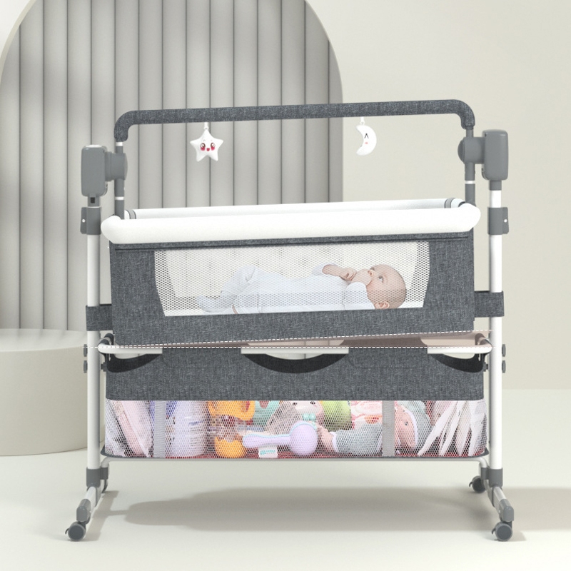Nôi Điện Tự Động Cao Cấp Điều Khiển Từ Xa Có Ghép Giường Bố Mẹ Có Kết nối bluetooth và phát nhạc, Tặng Kèm Màn Ngủ - 035