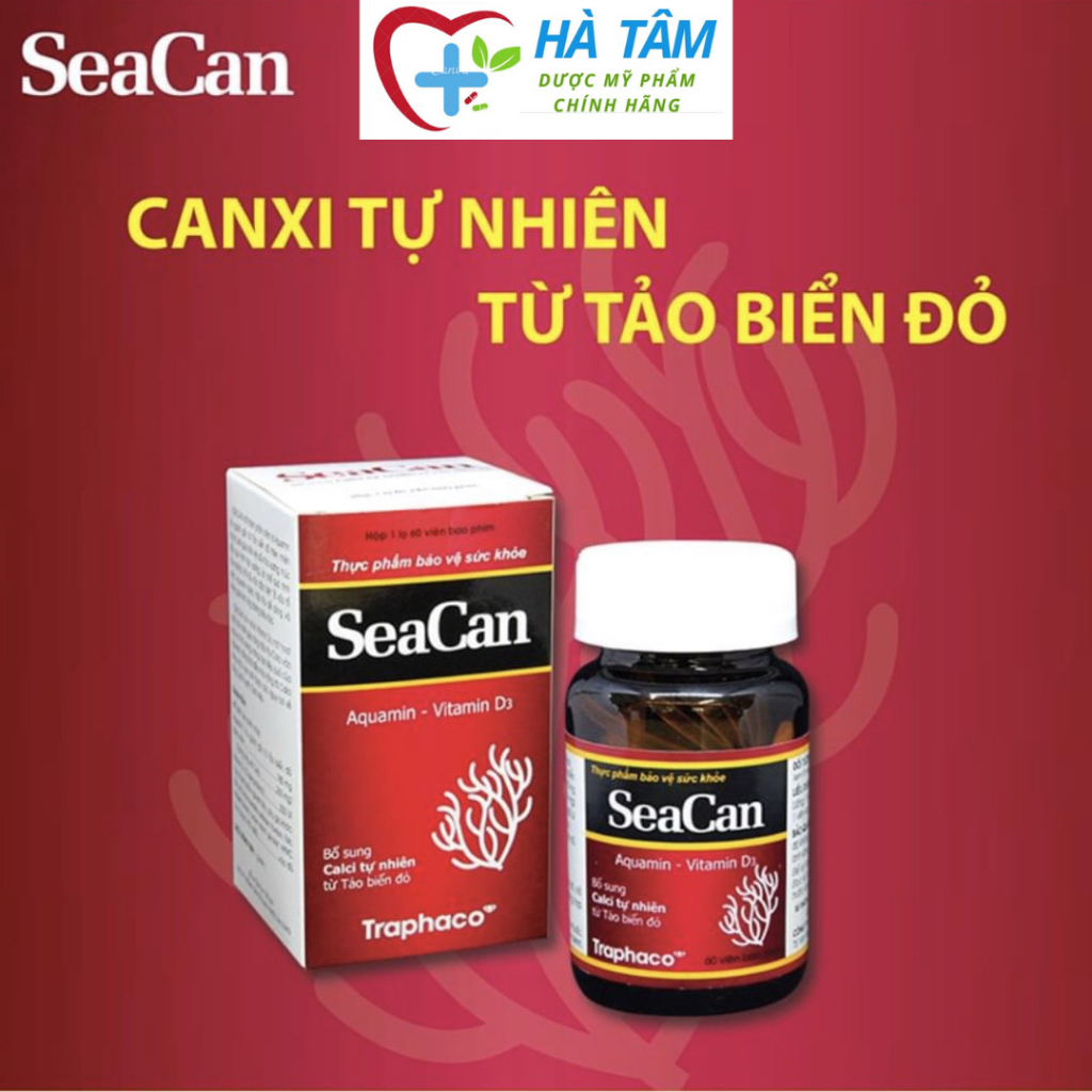 [TRỢ GIÁ] Combo 3 hộp Canxi Seacan Bổ sung canxi hữu cơ từ tảo biển và Vitamin D3 Magie của Traphaco