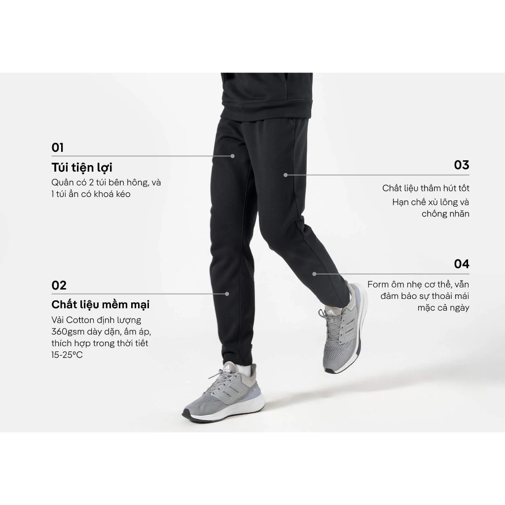 Quần nỉ Jogger Essential chống nhăn, siêu thấm hút - Thương hiệu Coolmate