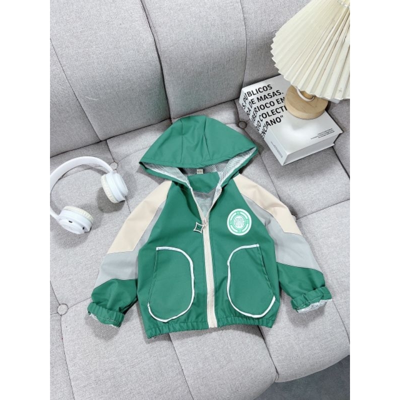 Áo khoác gió lót lưới in màu hoạt hình dễ thương cho bé