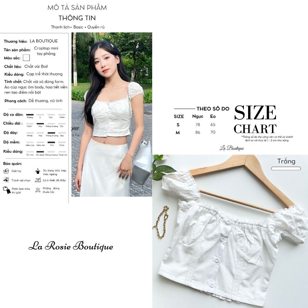 Áo croptop kiểu tay phồng mini dễ thương nữ tính - La Rosie Boutique