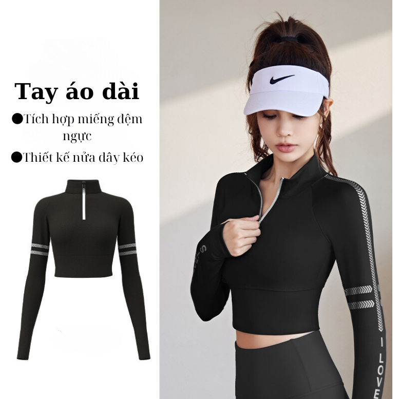 Áo Tập GYM, YOGA, ZUMBA Nữ Có Mút, Áo Khoác Tập Nữ Thể Thao